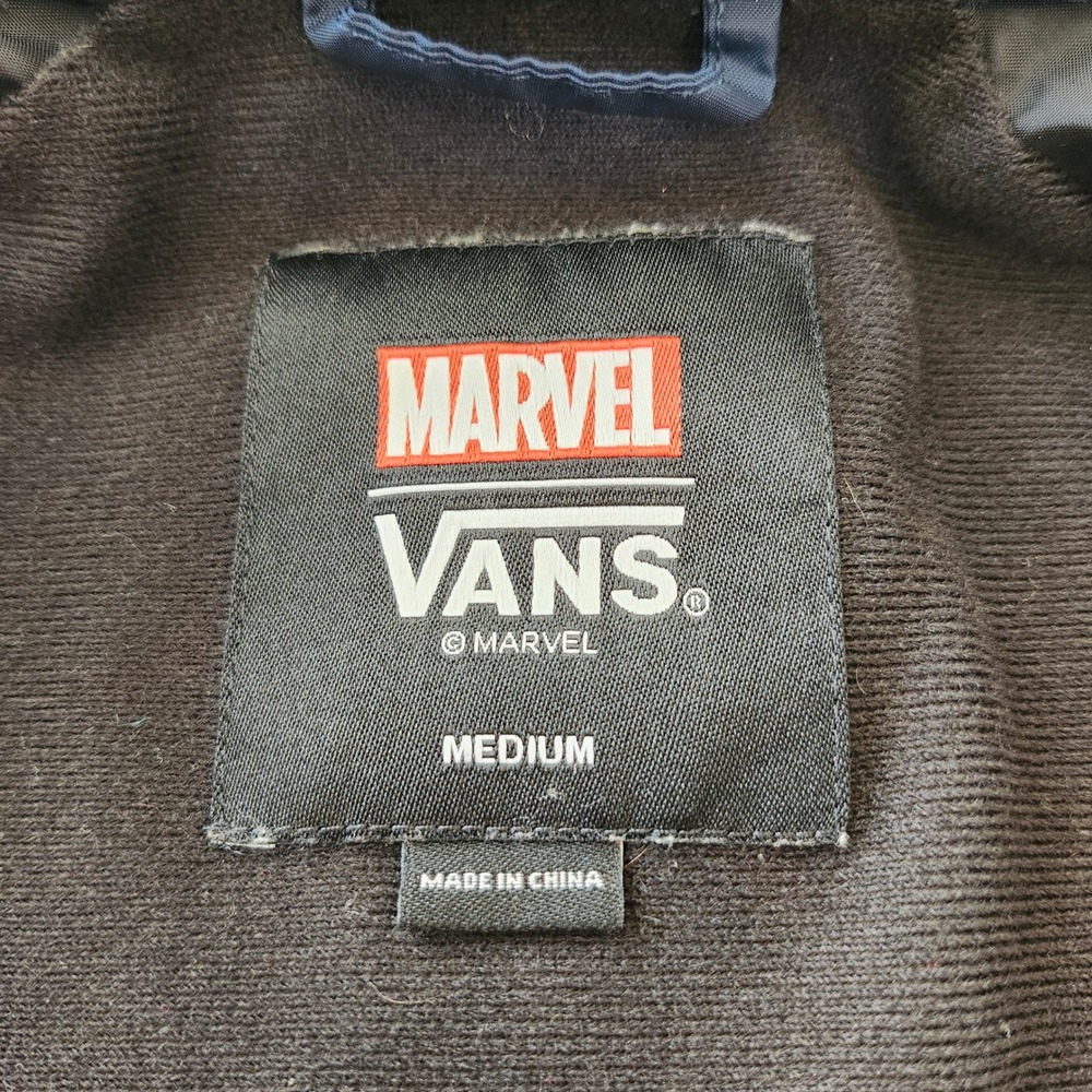 Vans x Marvel Black Panther nylon Jacket Windbreaker Navy Blue Mens Medium - Picture 3 of 10